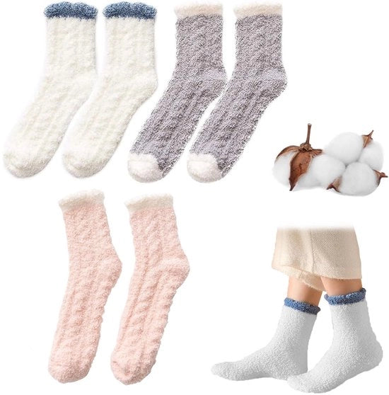 Sokke di piuma termiche 3 paia - Materiale idrorepellente - Misura 36-42 - Caldo e morbido - Pantofole per donna