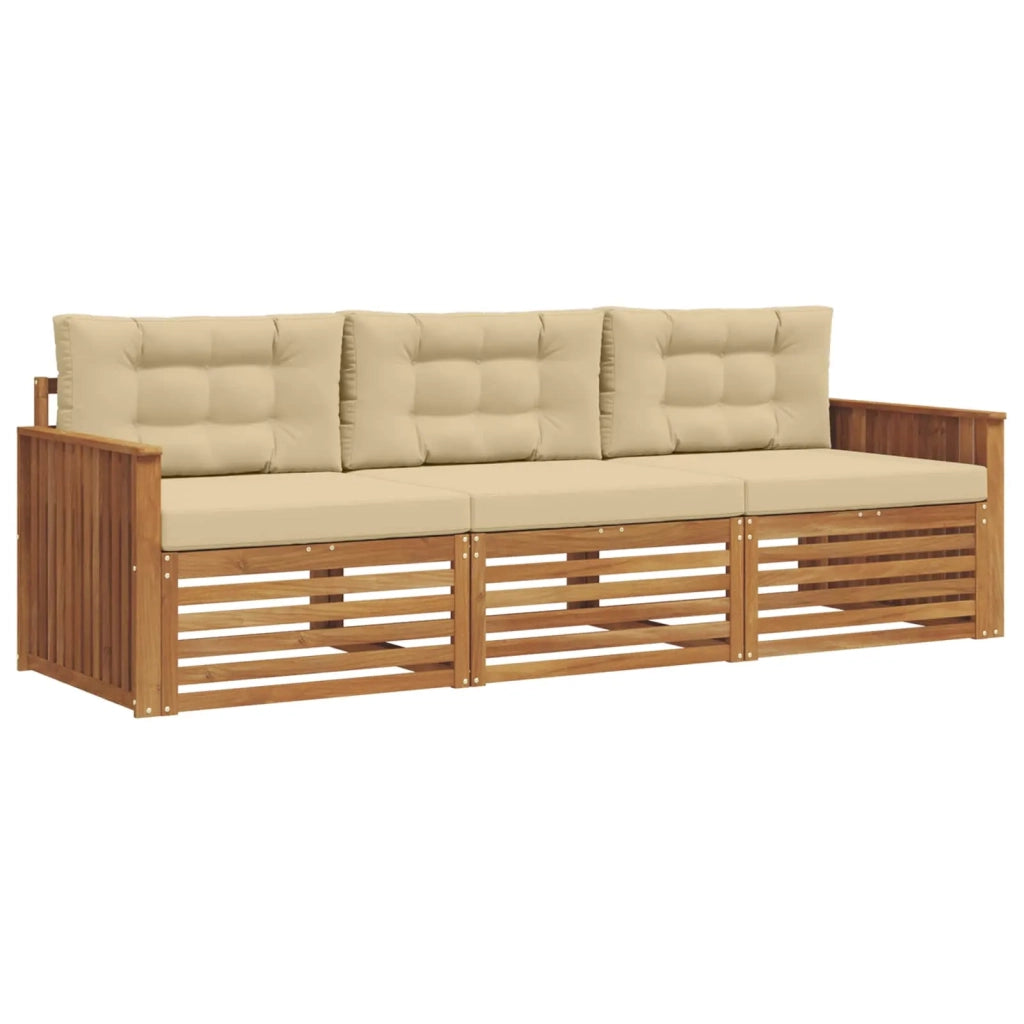 Set di divani da esterno con cuscino 3 pcs Naturale e Beige 3372938