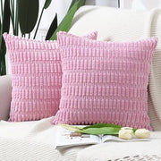Set di 2 Copricuscini a Corduroy a Scacchi - Decorativo - per Divano, Camera da Letto, Copertura Cuscino - 45x45 cm (Rosso)