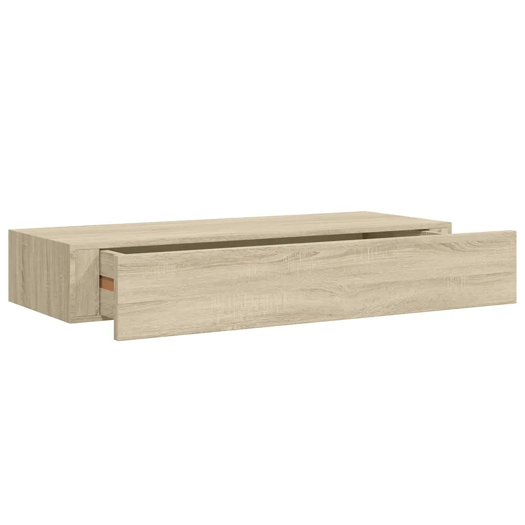 2 pz Scaffali con Cassetti da Parete | Mensola sospesa Rovere 60x23,5x10 cm MDF