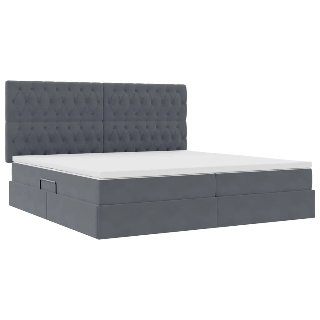 Letto con contenitore e materasso Grigio scuro 200 x 200 cm 3372112