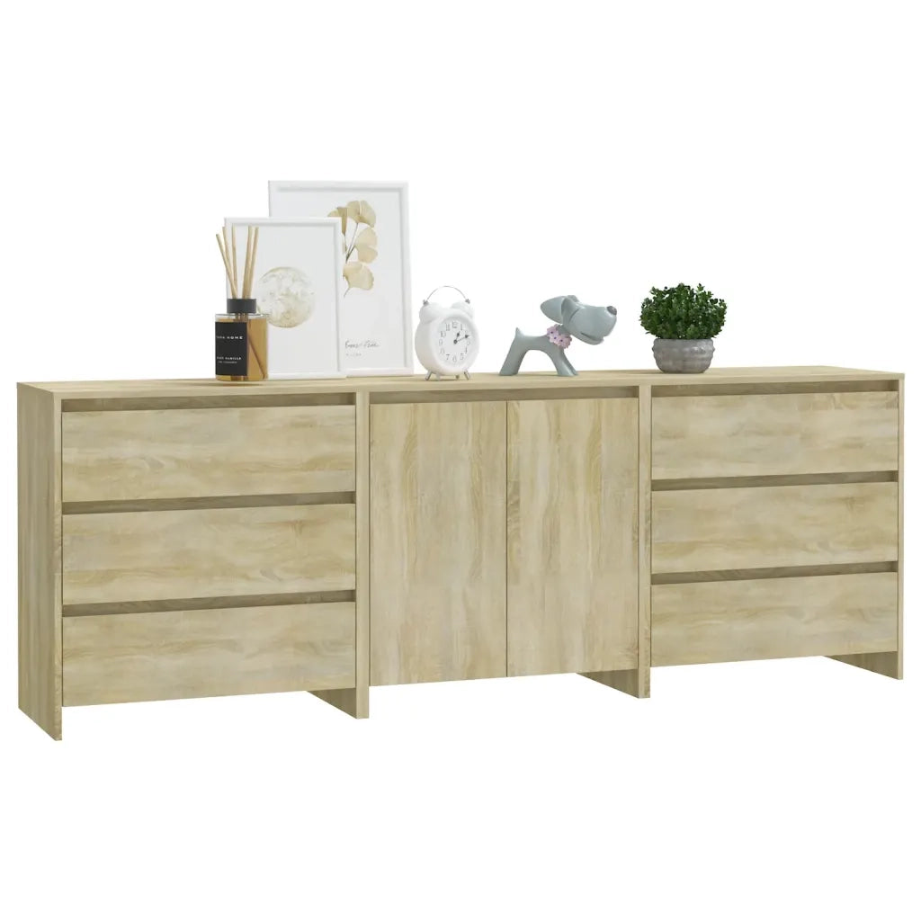 Credenze 3 pz Rovere Sonoma in Legno Multistrato 3098067