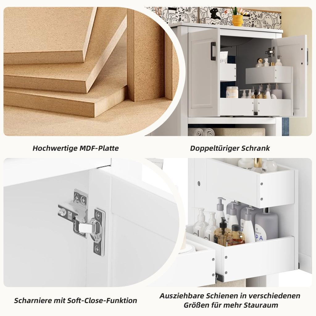 MOBILE BAGNO con lavabo integrato 76,5x47x83 cm MDF e ceramica bianco