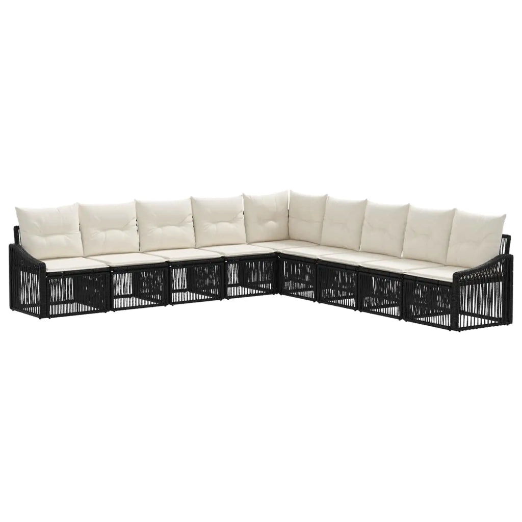 Set Divano da Giardino 9 pz Nero polyrattan 3436027