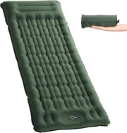 Matrimoniale matressa gonfiabile 11 cm autoinflante - miglioramento del sacco a pelo gonfiabile con pompa a pedale e cuscino per la testa - verde militare