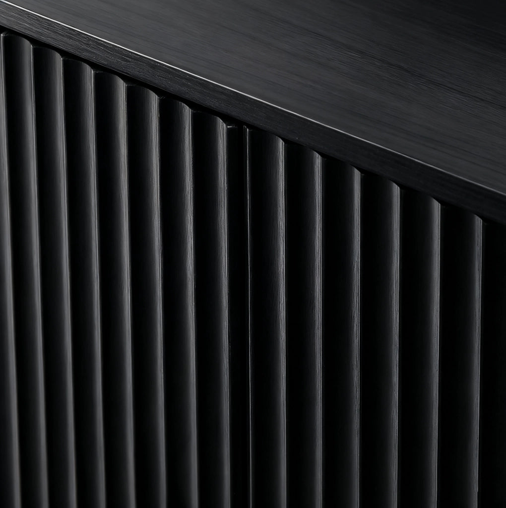Credenza moderna 170 cm con design ondulato; 6 ante; in MDF nero