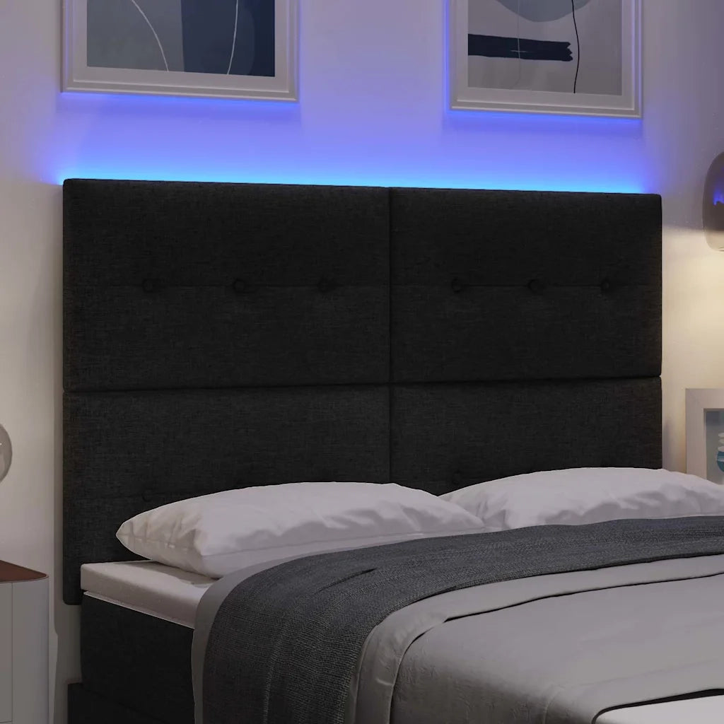 Testiera | Testata LED con strisce LED con Testiera | Testata Nero 160 cm Tessuto