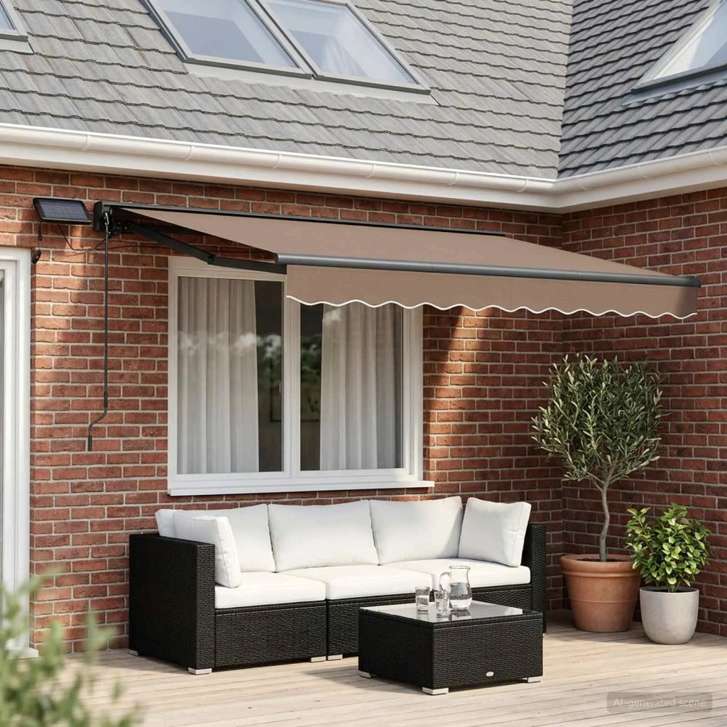 Cornice per Tenda Manuale con LED Tortora 3,5 x 2 m 3425729