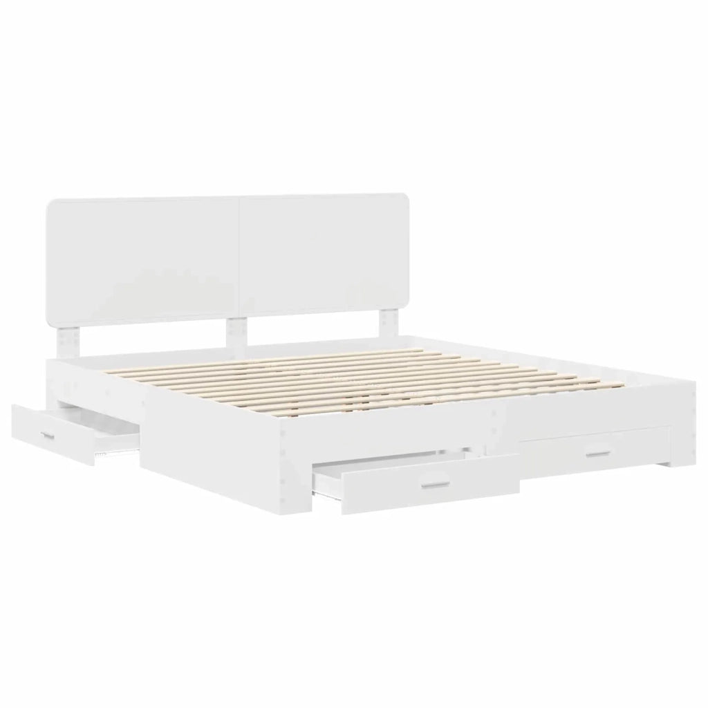 Letto matrimoniale | Letto per adulti | Struttura del letto Bianco 180 x 200 cm Legno multistrato