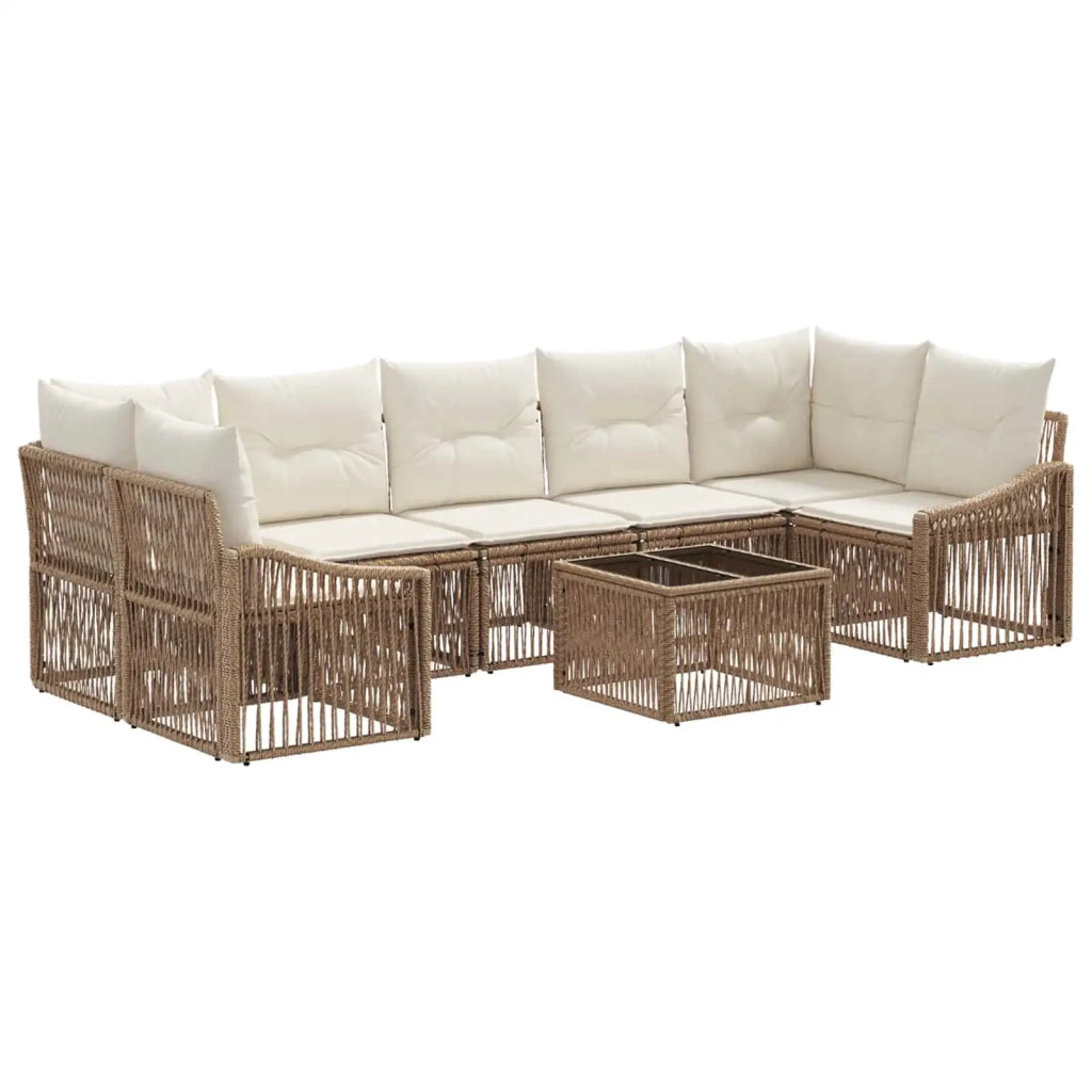 Set Divano da Giardino 8 pz Beige polyrattan 3435948