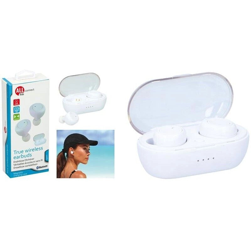 AURICOLARI CUFFIE BLUETOOTH WIRELESS ALL RIDE IN COLORE BIANCO