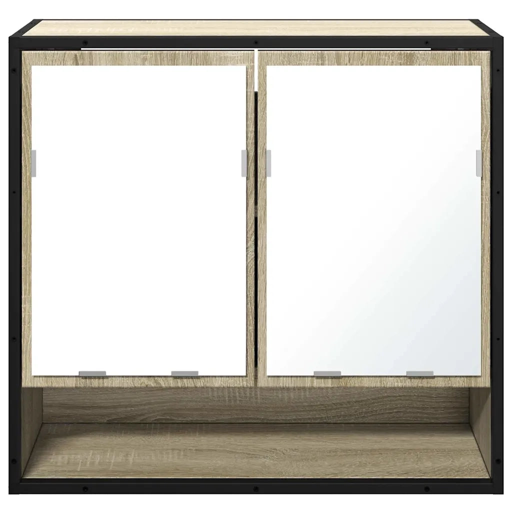 Mobiletto con specchio per bagno-Armadietto a Specchio da Bagno in rovere Sonoma 65x20x60 cm in legno ingegnerizzato 453562