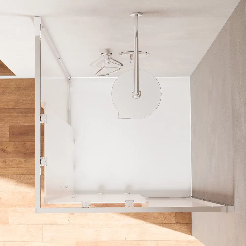Box doccia angolare 80x80cm con profili cromati slim vetro 6mm opaco h190 | Portofino