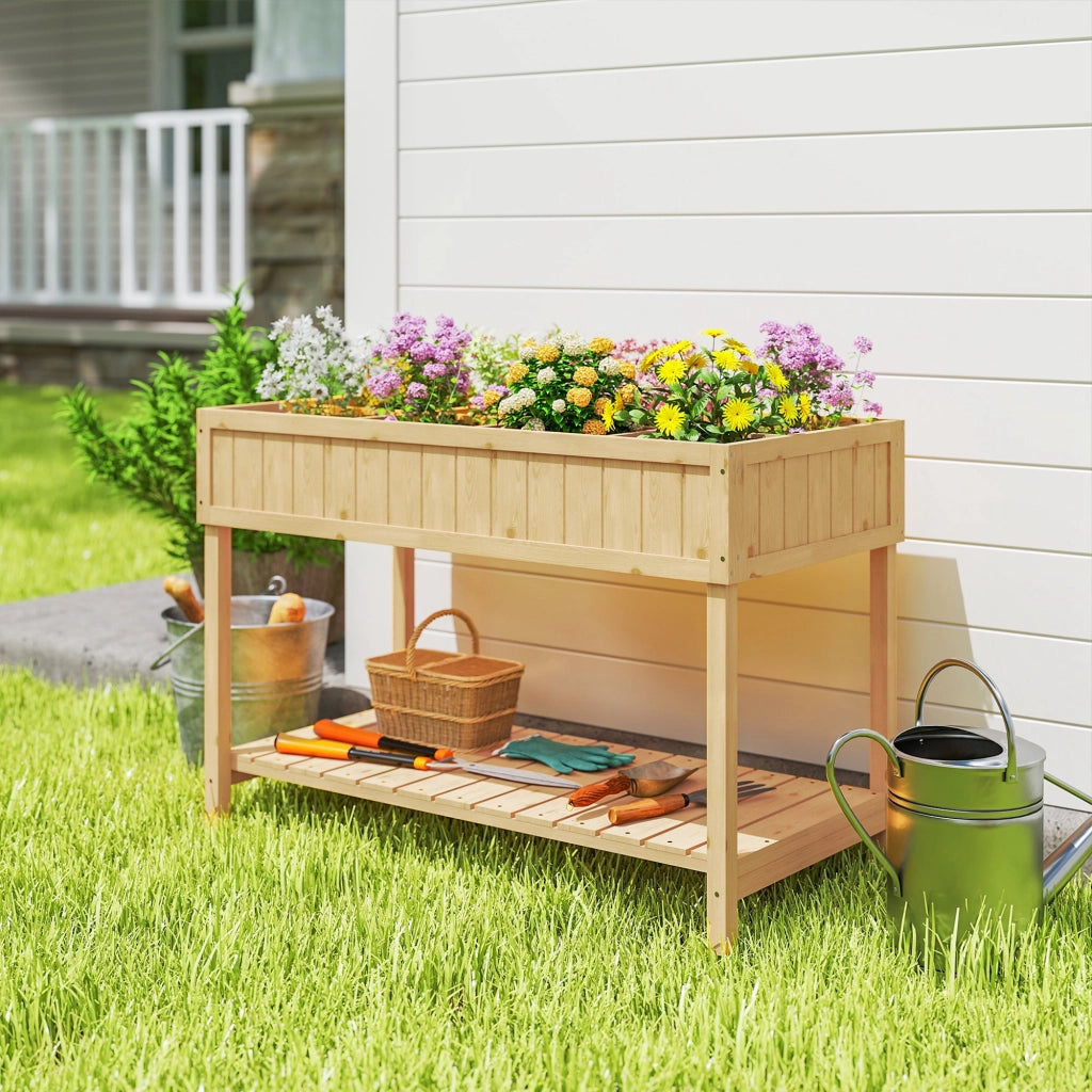 Orto Urbano da Giardino ¨C Xylo ¨C Legno Naturale con Ripiano 110x46x76 cm