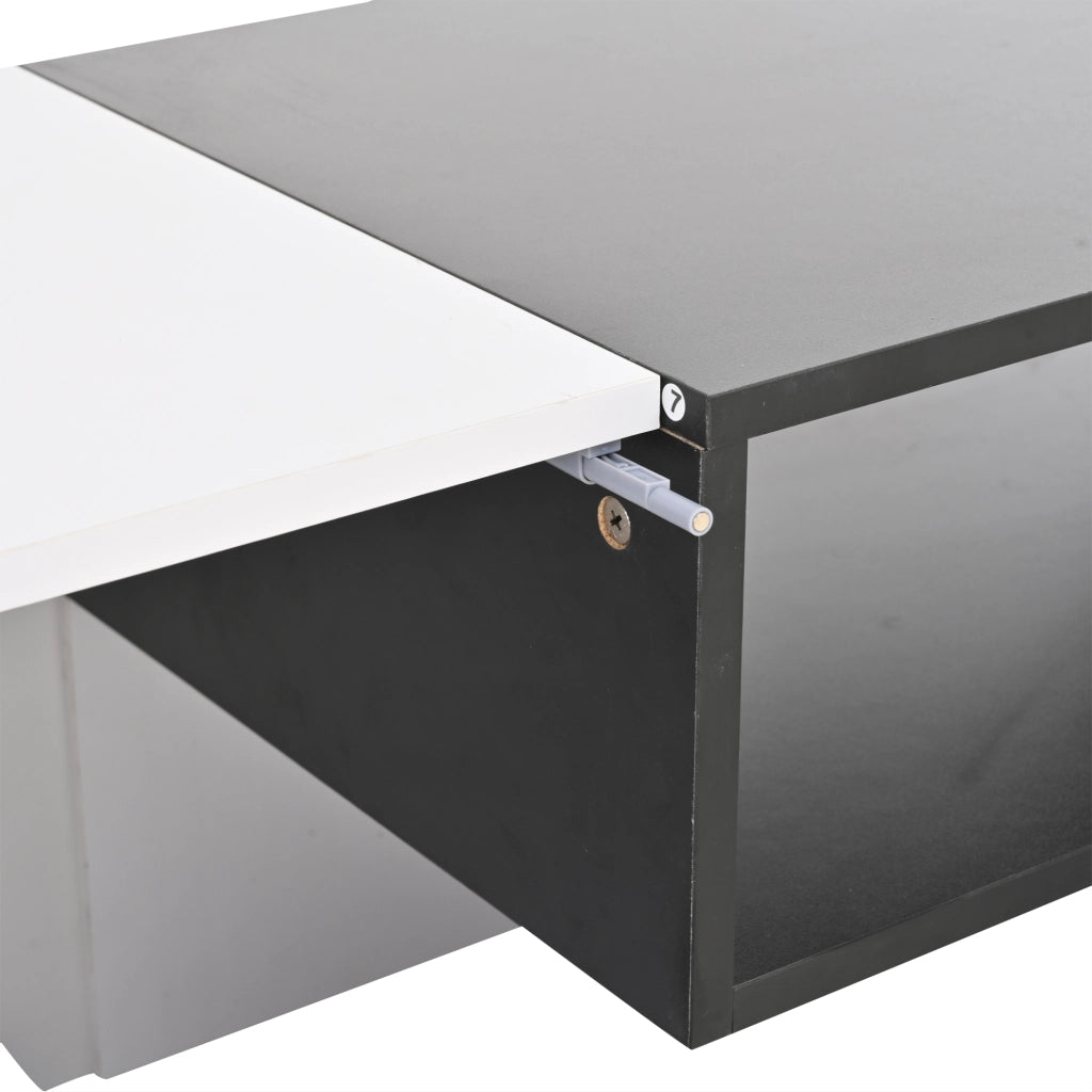 Mobile TV con 2 vani a L; 1 cassetto e LED per soggiorno; in truciolare; bianco; 180×40×48 cm