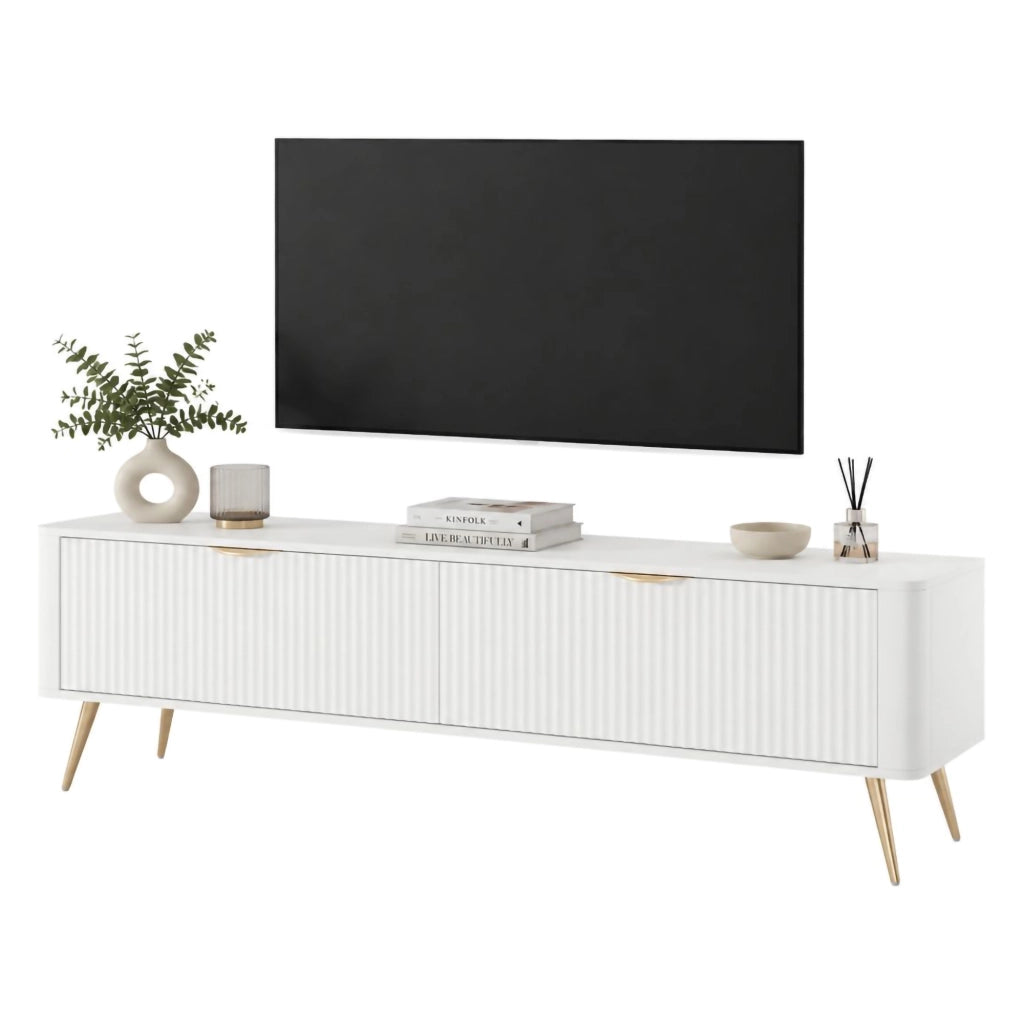 Kalase, Mobile Porta tv 2 Ripiani, 163x38x51h cm Bianco