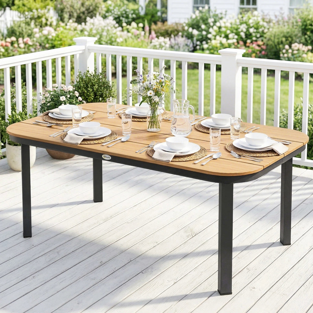Tavolo da Giardino Rettangolare per 4-6 Persone ¨C Minimal ¨C Legno WPC Naturale 155x88x72cm