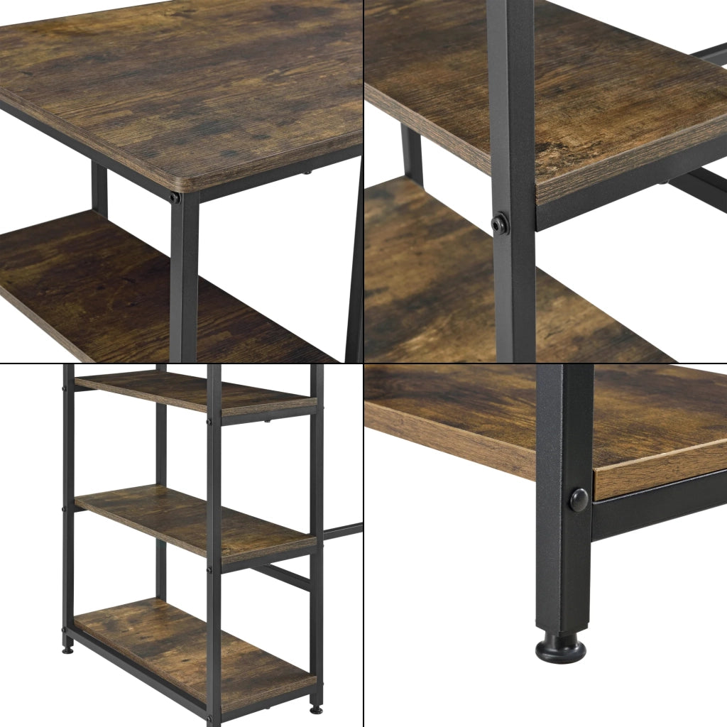 Tavolo da bar con 3 ripiani 100 x 109 x 60 cm nero con effetto legno scuro 03_0008555