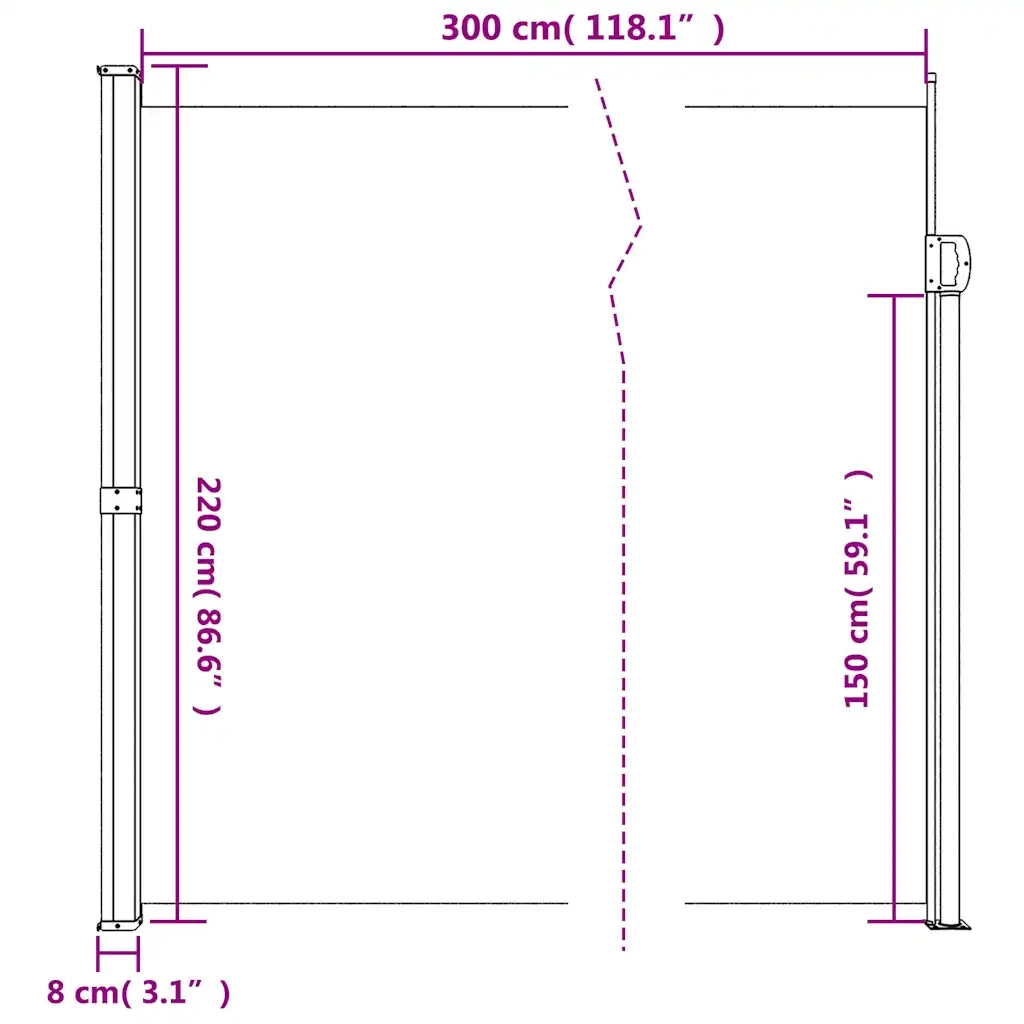 Tenda da Sole | Tenda parasole Laterale Retrattile Beige 220x300 cm