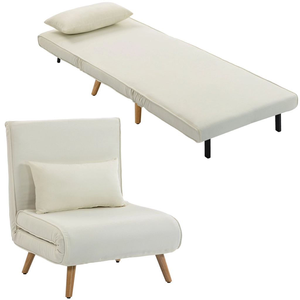 Poltrona letto convertibile 3 in 1 con cuscino ¨C Xylo ¨C tessuto crema schienale 5 posizioni