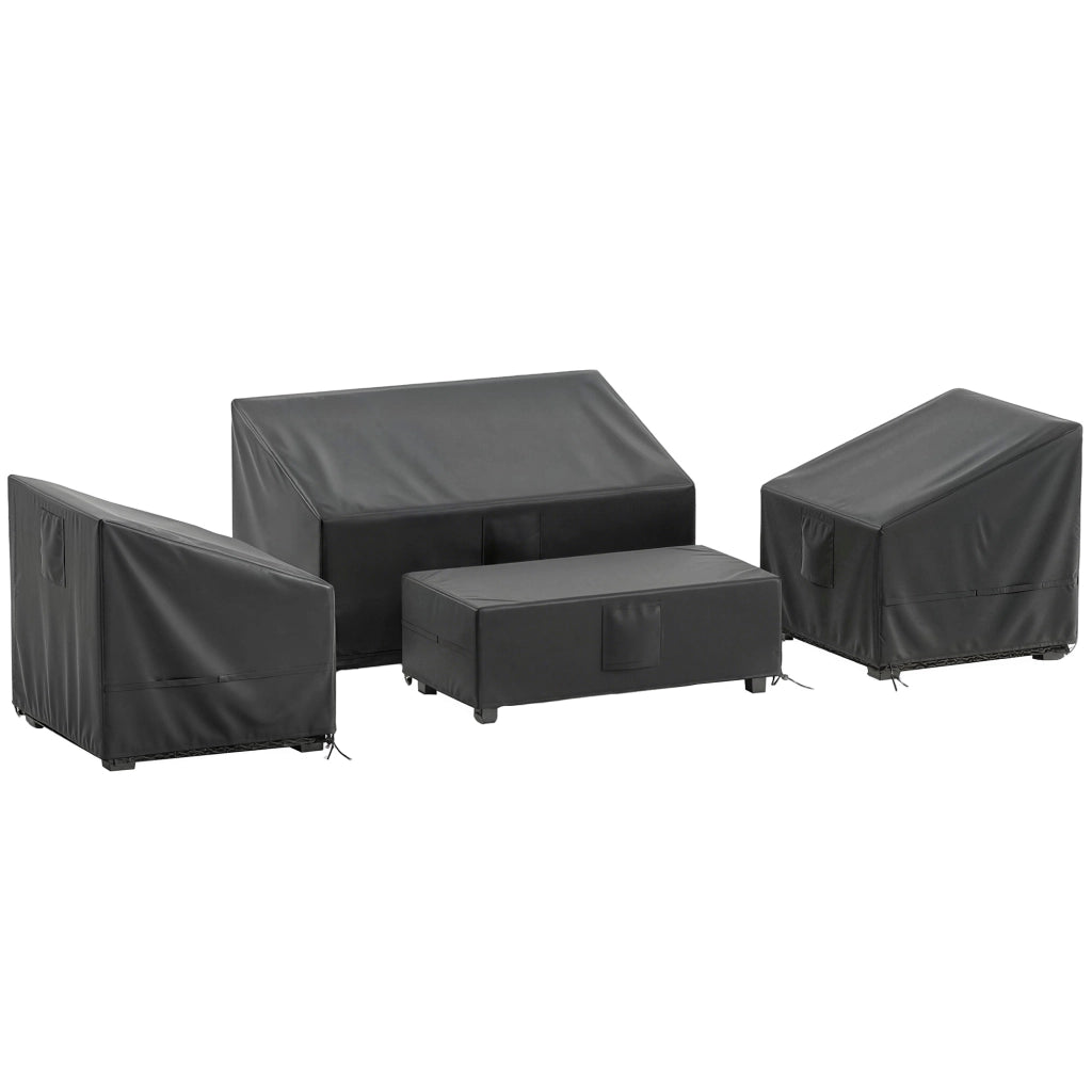 Coperture per Mobili da Giardino 4 Pezzi Impermeabili ¨C Minimal ¨C Nero
