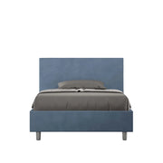 BS COM Letto una piazza e mezza con rete imbottito 110x200 microfibra blu