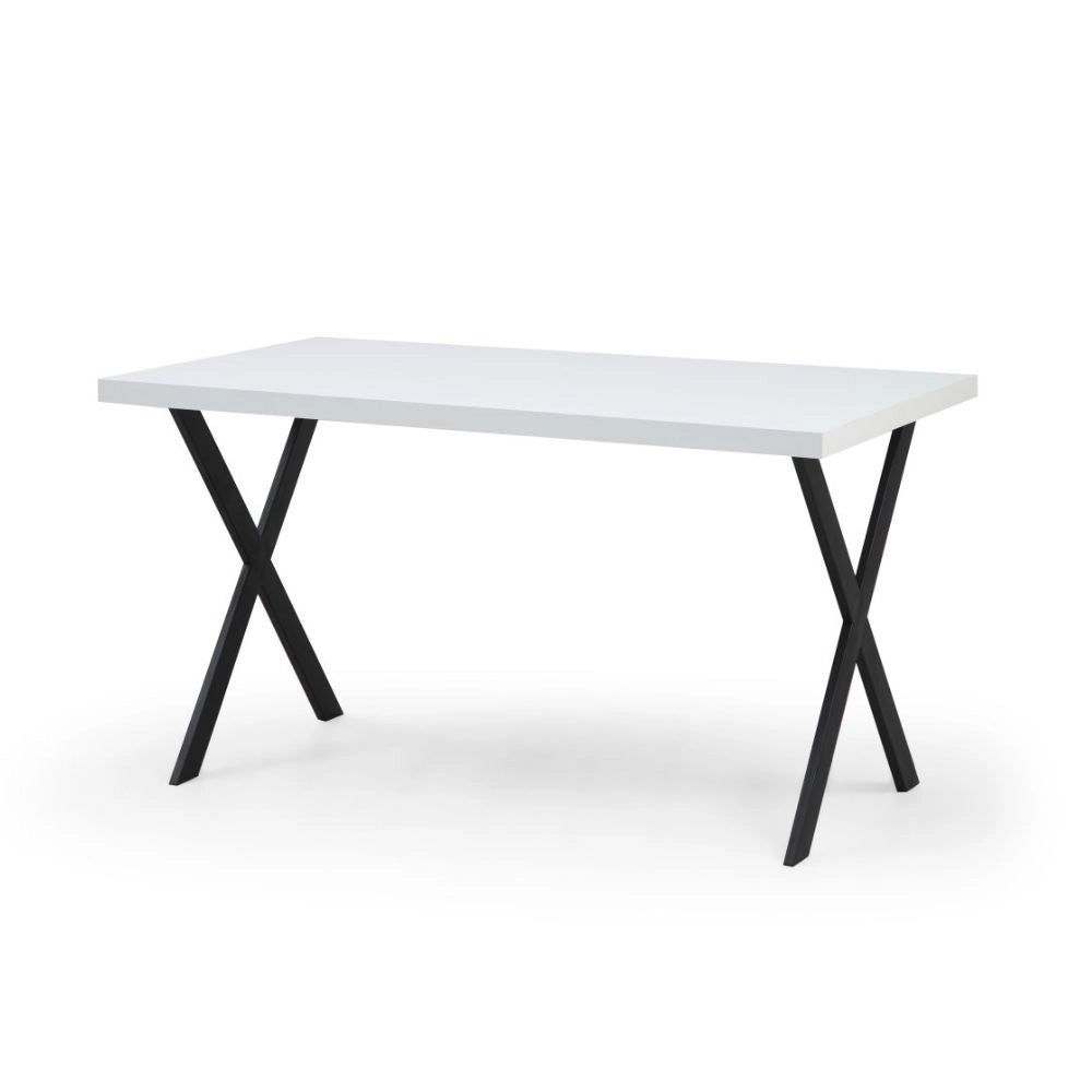 Tavolo fisso rettangolare Brayn colore bianco 139x80x76H gambe in metallo nero