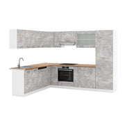 Cucina angolare completa R-Line Calcestruzzo/Bianco 287 x 227 cm, PL Rovere Vicco