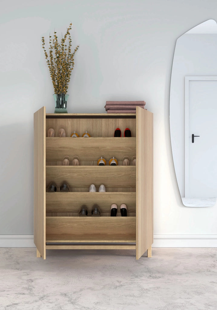 Scarpiera Herdasa effetto rovere dorato ante stampa doghe 112x90x27