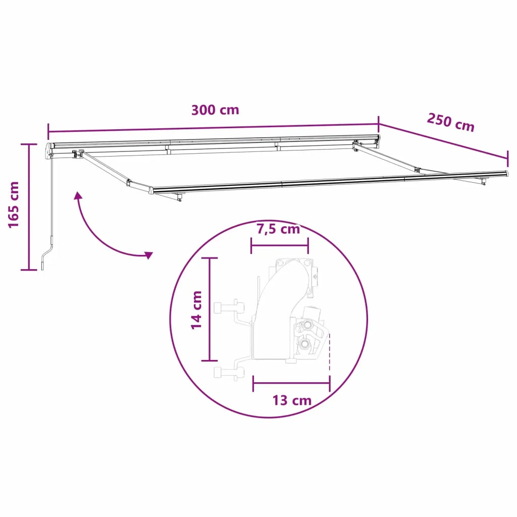 Tenda retrattile Tortora 300 x 250 cm Poliestere e Alluminio 3425834