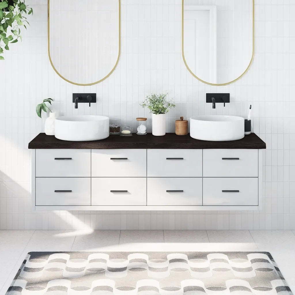 Piano Bagno Marrone Scuro 180x60x(2-6)cm Legno Trattato 3156264