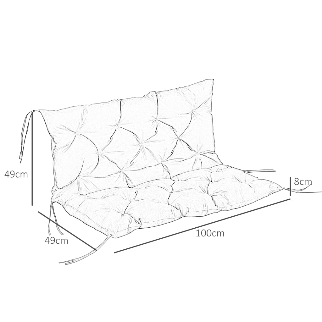 Cuscino per Divano da Giardino 2 Posti ¨C Minimal ¨C Nero 100x98x8 cm