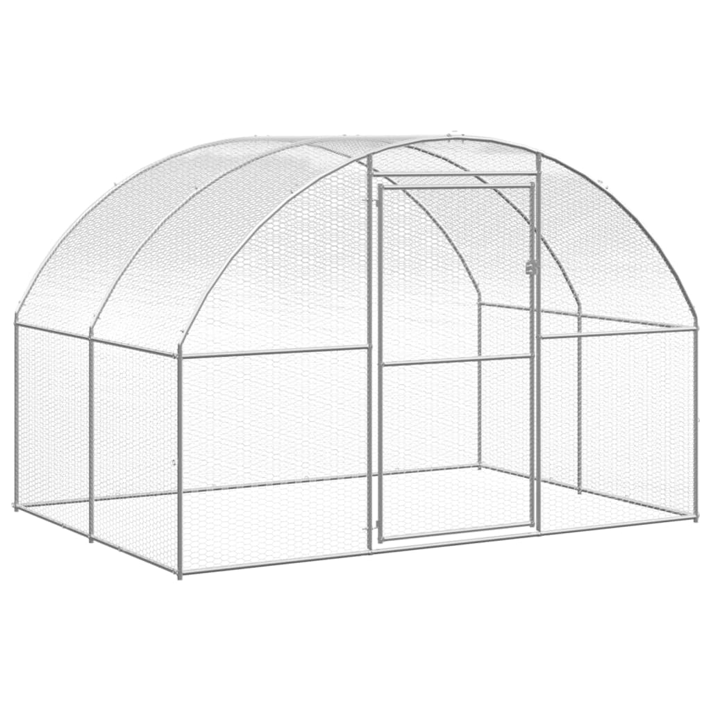 Pollaio/recinto/gabbia per polli da esterno 3 x 12 x 2 m acciaio zincato argento 02_0044000