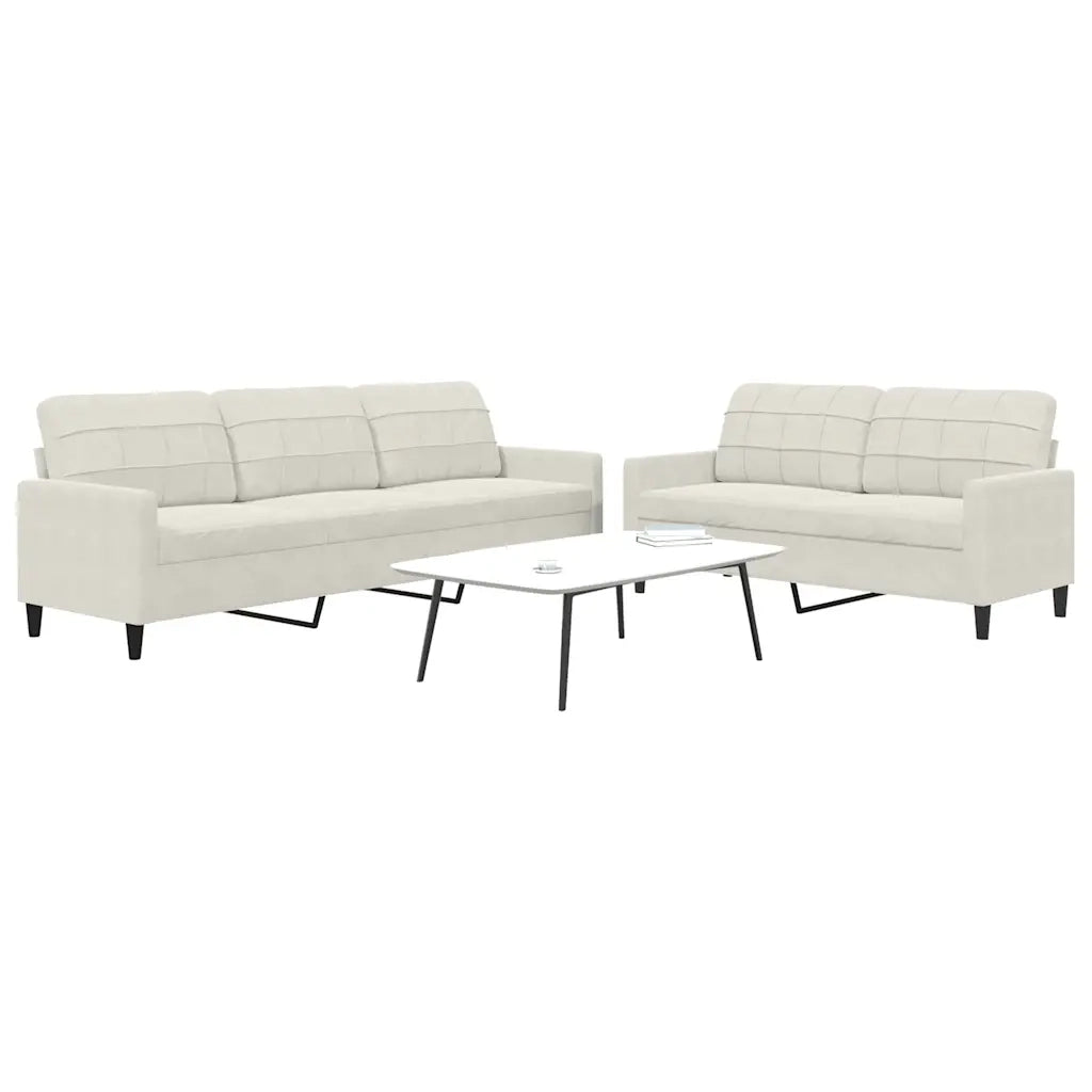 Set di Divani 2 pz con Cuscini Crema in Velluto 3278479