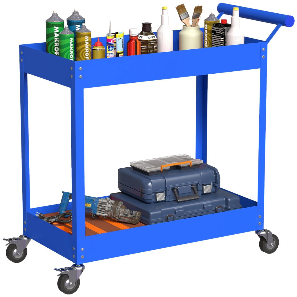 Carrello Porta Attrezzi 2 Ripiani ¨C Xylo ¨C Blu, 84,5x38x84cm