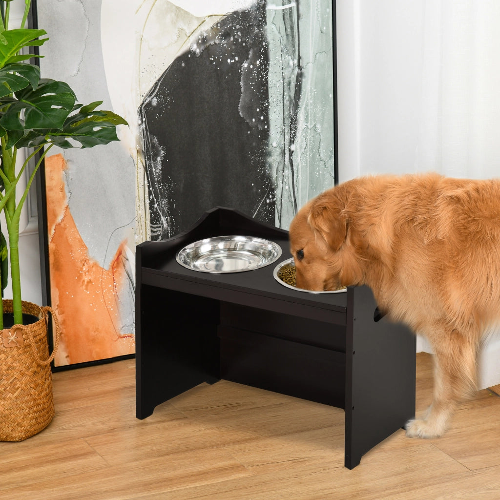 MANGIATOIA regolabile per cani e gatti 54x31,5x47 cm MDF marrone caffè