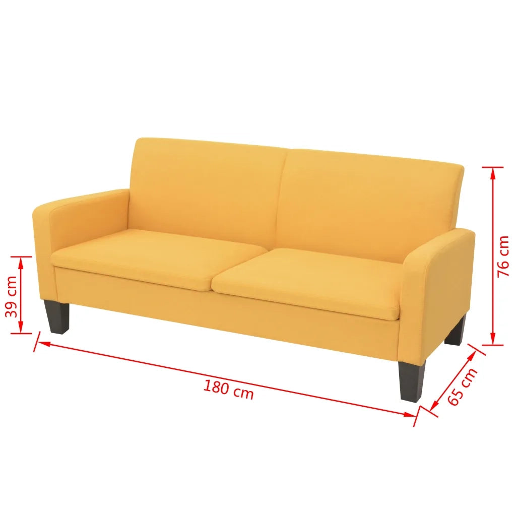Divano a 3 Posti 180x65x76 cm Giallo 244713