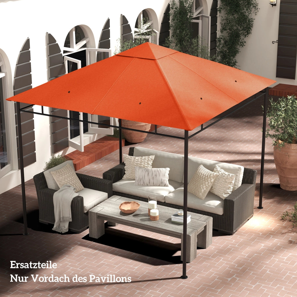 Tetto sostitutivo per gazebo da giardino ¨C Minimal ¨C Poliestere, 2.98x2.95 m, arancione