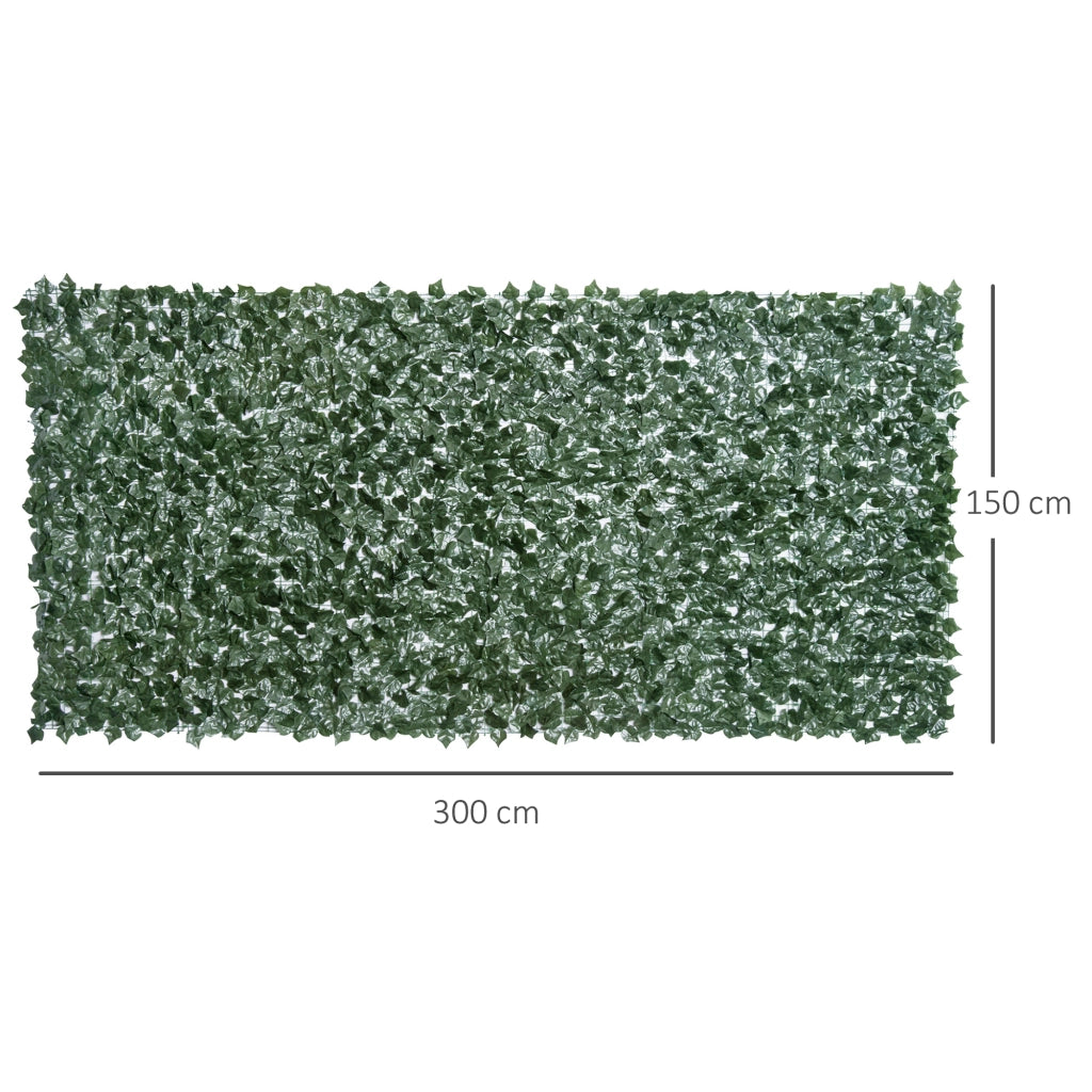 Siepe artificiale, siepe per la privacy, 300 x 150 cm, verde scuro, per giardino, balcone, decorazione murale