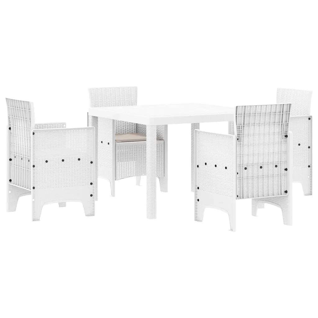 Set da Pranzo per Giardino 5 pcs Bianco Polipropilene