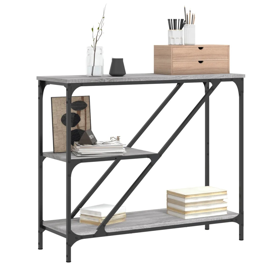 Tavolino Consolle Grigio Sonoma 88,5x30x75 cm Legno Multistrato 835482