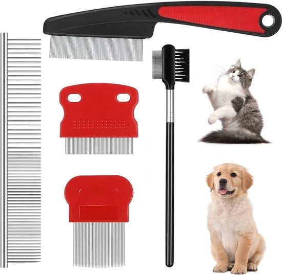 Set di 5 Spazzola per Rimozione di Macchie - Spazzola a Doppia Faccia per Occhi di Cane, Spazzola per Gatti, Spazzola per Cane, Spazzola per Poodle, Spazzola per Zecche, Spazzola per Zecche, Strumento Multifunzionale