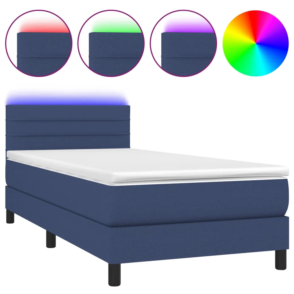 Letto a Molle con Materasso e LED-Struttura Letto con Materasso Blu 80x200 cm in Tessuto 119680
