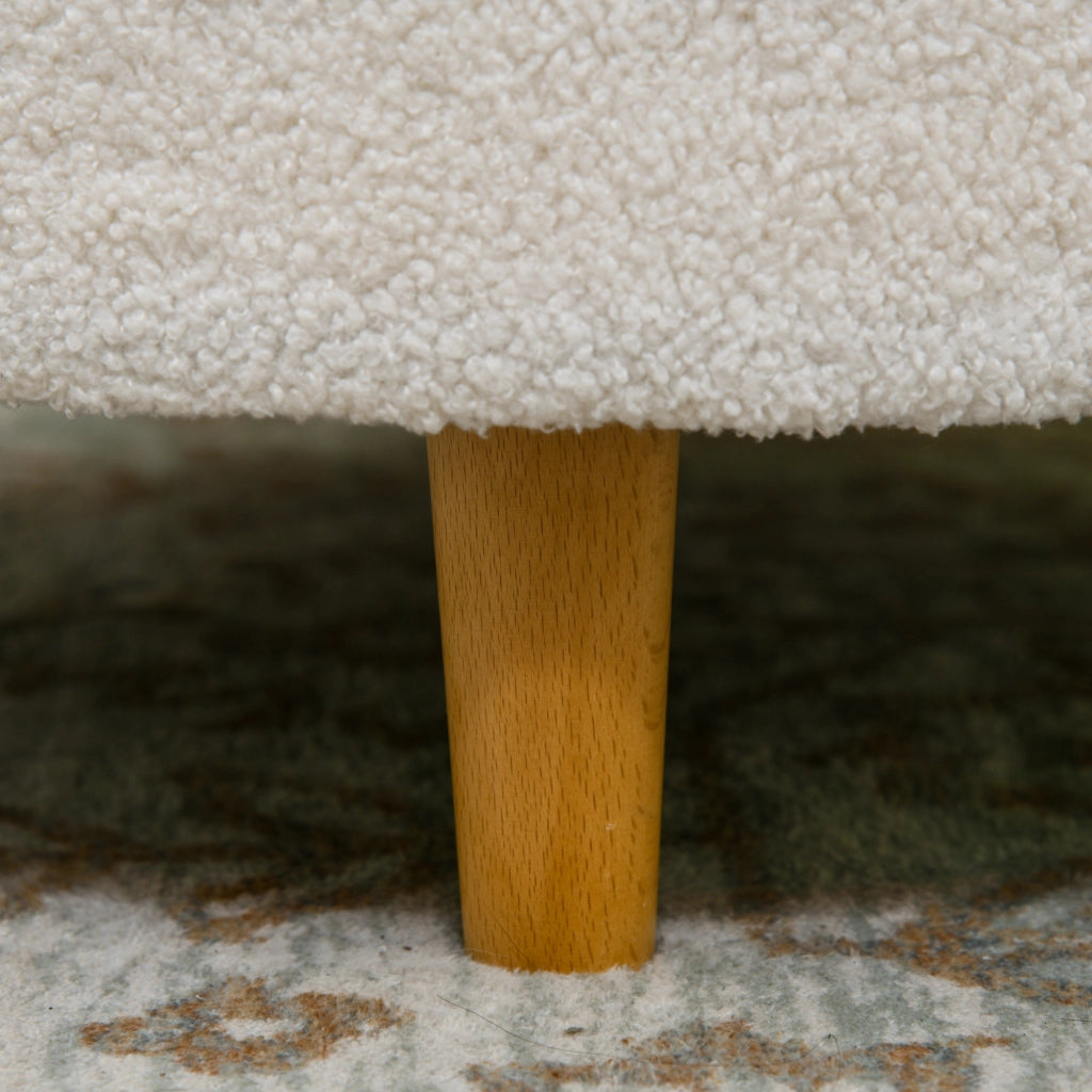 Pouf Imbottito con Stoccaggio ¨C Minimal ¨C 56x56x42 cm, Bianco, Tessuto Teddy