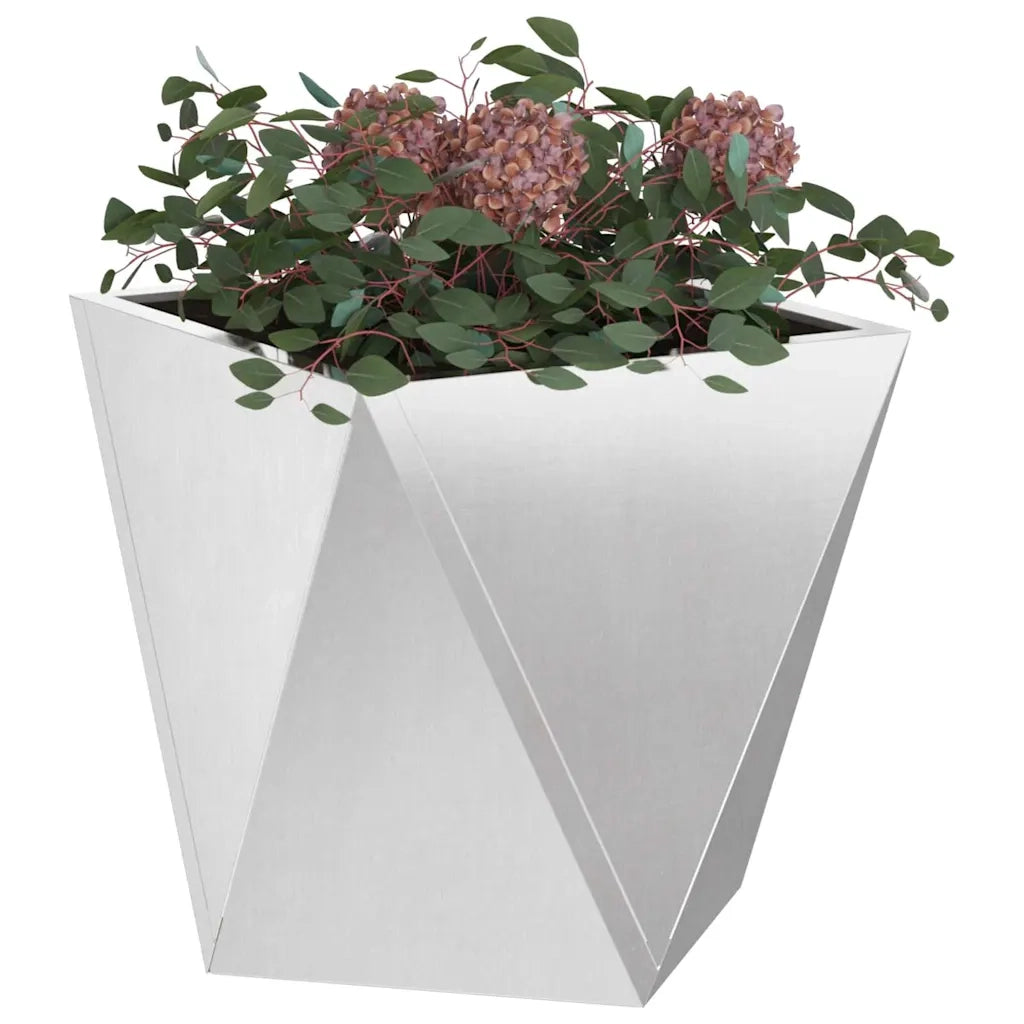 2 pz Fioriera | Cassetta per fiori | Vaso Argento 40 x 40 x 40 cm Acciaio inossidabile