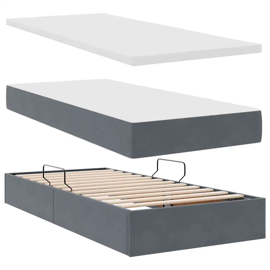 Letto con contenitore e materasso Grigio scuro 100 x 200 cm 3372130