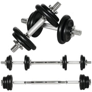 Set Manubri e Bilanciere 2 in 1 ¨C Xylo ¨C 20 kg, 8 Dischi, Ferro Antiruggine, Nero, 95x16x16 cm