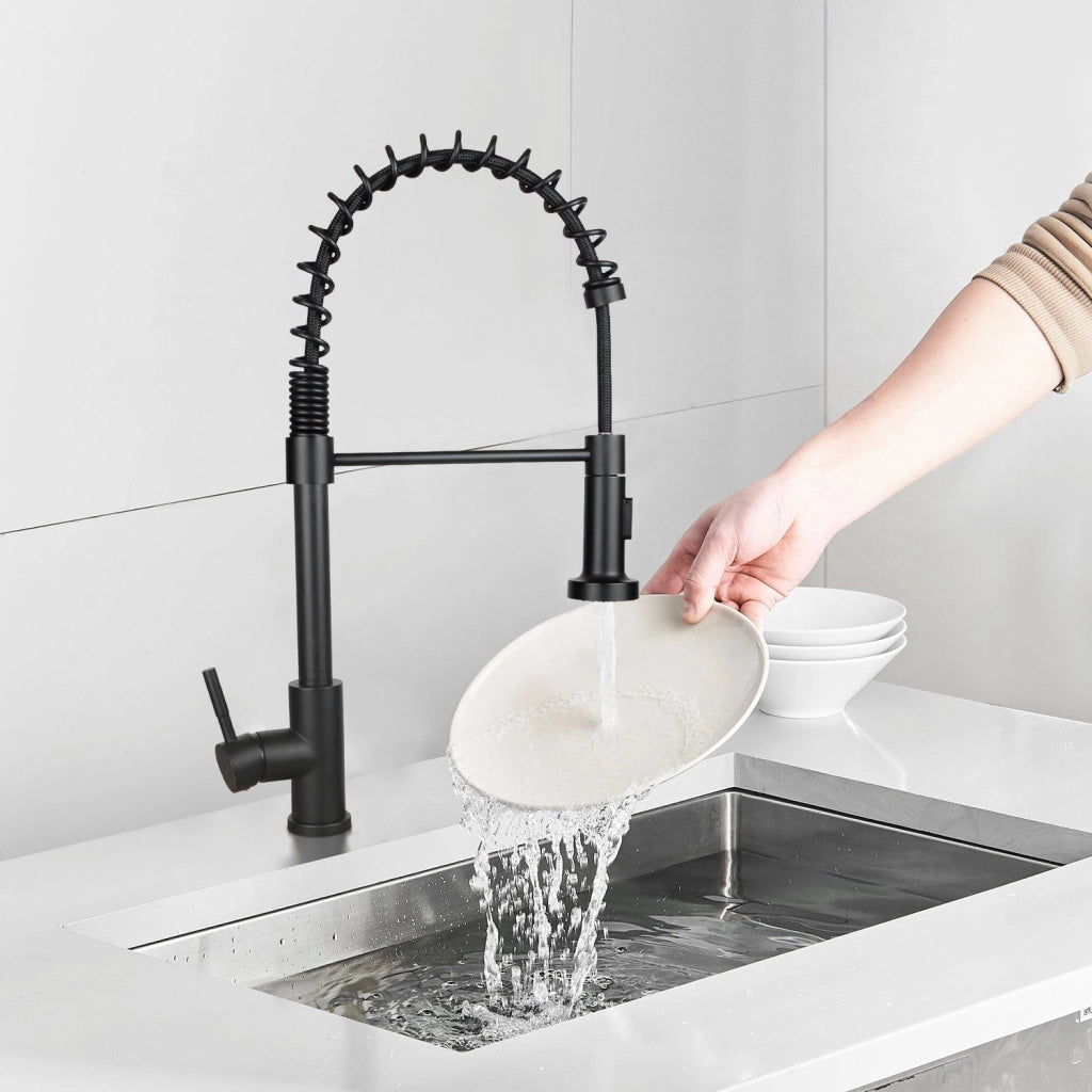 ZMH Miscelatore nero con doccia estraibile e design arcuato