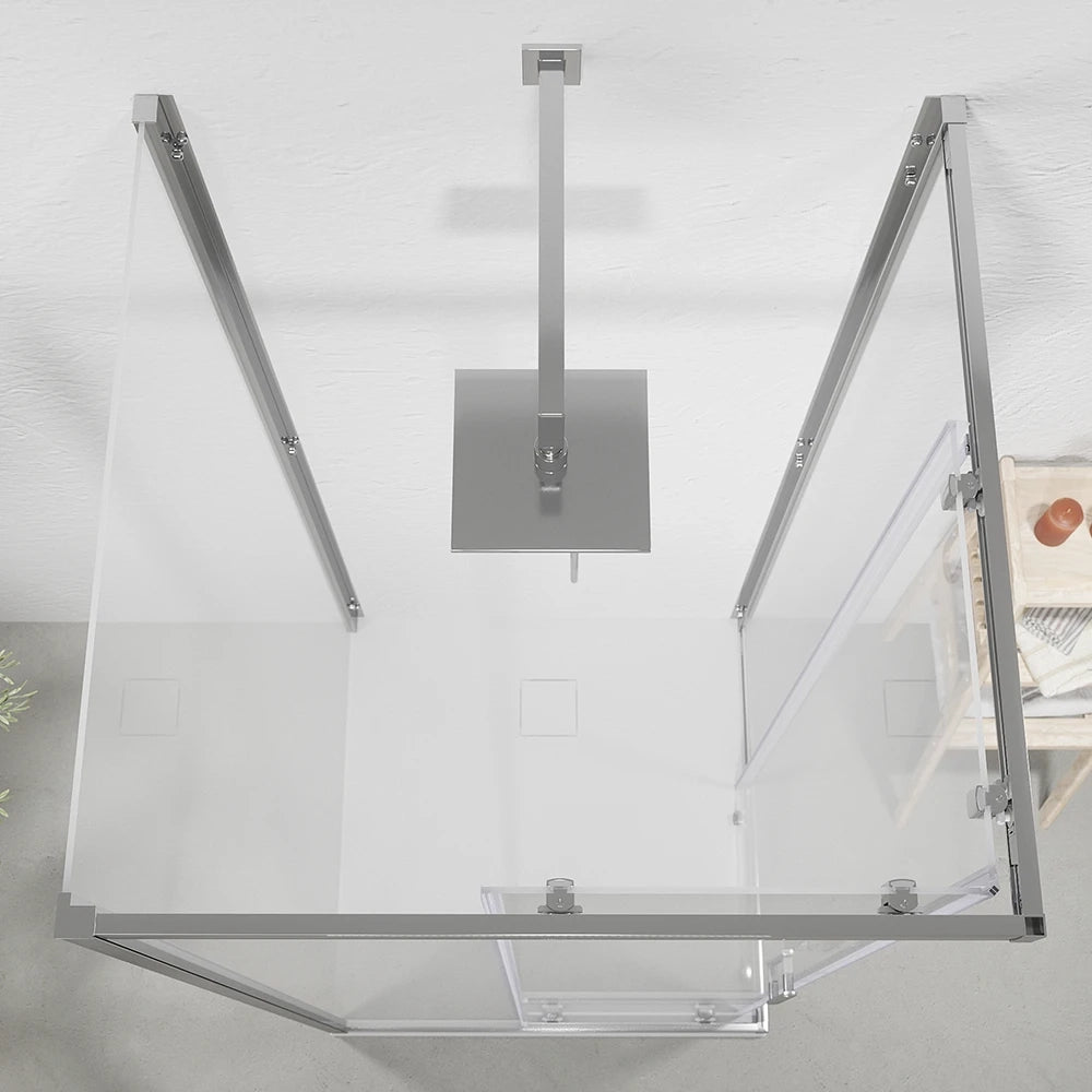 Box doccia cromato 3 lati 80x90x80 cm con doppio scorrevole h190 cm e vetro trasparente 6 mm | Tremiti