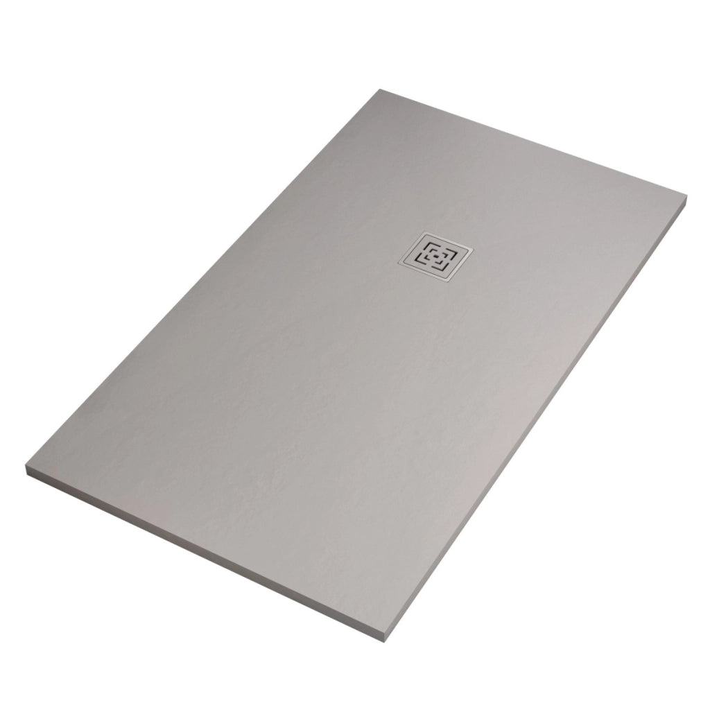 Piatto doccia in marmoresina grigio chiaro effetto pietra cemento passion, misura 70x160